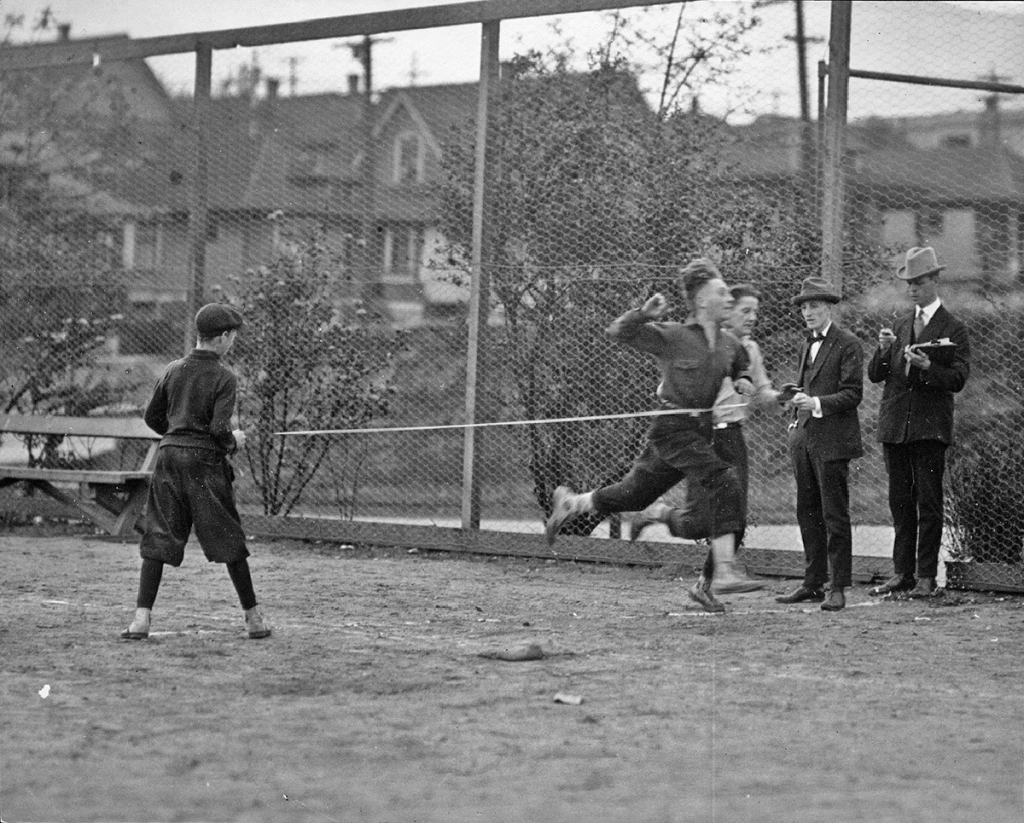 Footrace finish line, 1925